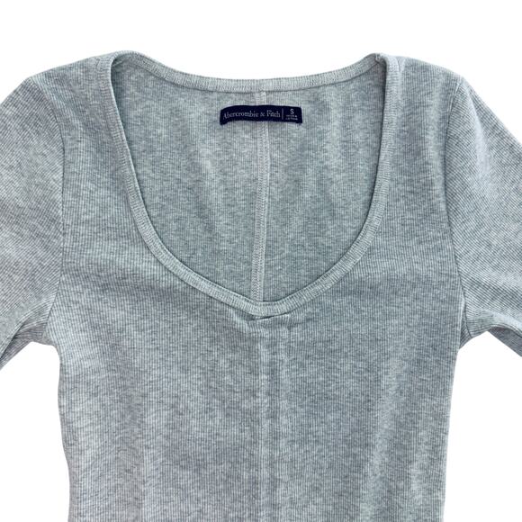 Abercrombie & Fitch Rib Knit Long Sleeve Top Small Grey - Picture 2 of 8